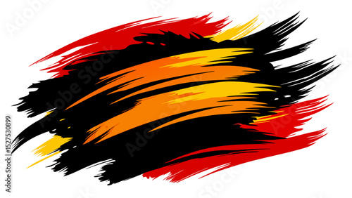 Abstract Black and Orange Brush Stroke on Yellow Background