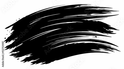 Abstract Black and Orange Brush Stroke on Yellow Background