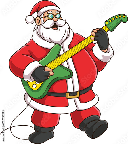 Cool Santa Claus Playing Guitar Vector Image
