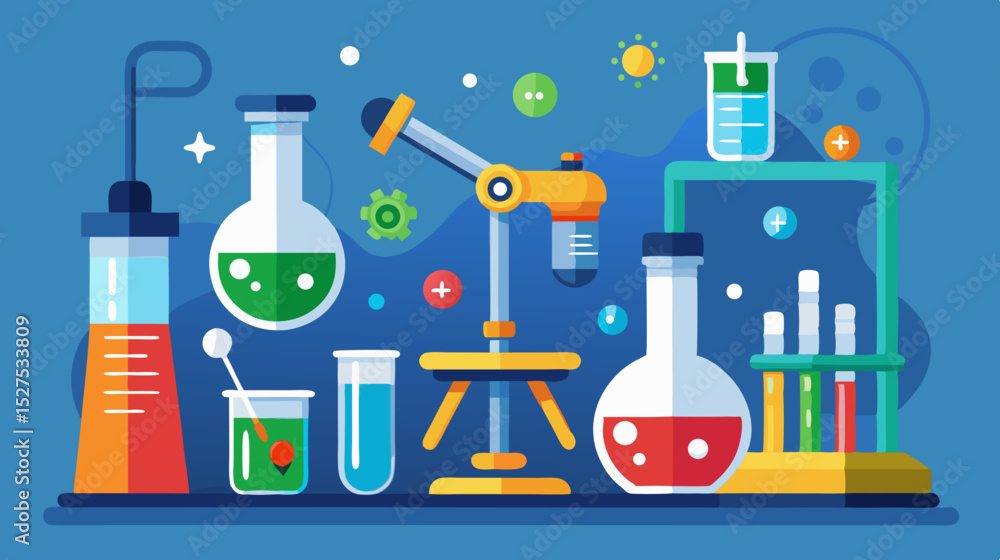 Science Laboratory Equipment and Chemistry Experiment Illustration Science Laboratory Equipment and Chemistry Experiment Illustration