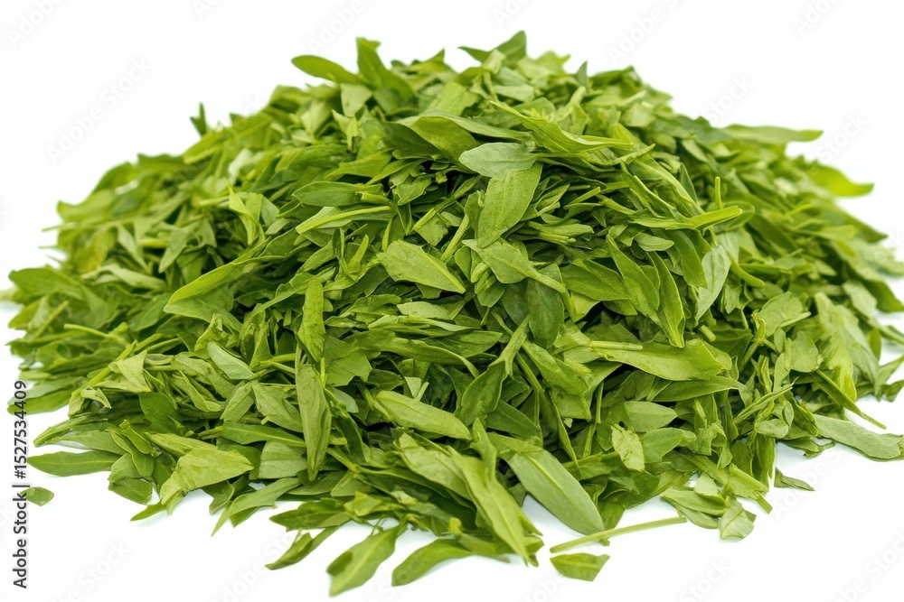 Fresh Green Leafy Herbs Pile on White Background for Culinary Use Fresh Green Leafy Herbs Pile on White Background for Culinary Use