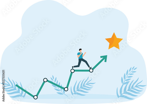 Business opportunity and Entrepreneur reaching for the stars. success in business and career growth. the path to success or aspirations to achieve business goals
