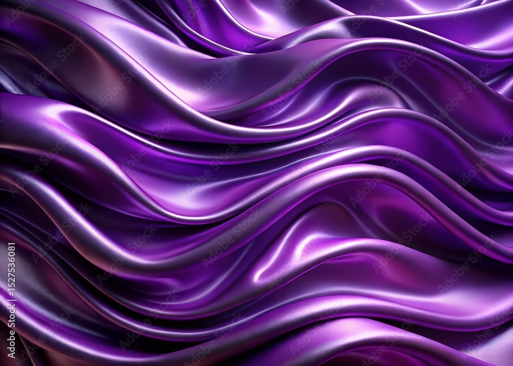 Fototapeta premium Abstract Gradient of Shimmering Curves in Purple Satin with Luxurious Waves Creating Smooth Motion