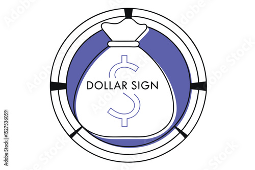 Minimalist green money bag design with dollar sign illustration for financial branding