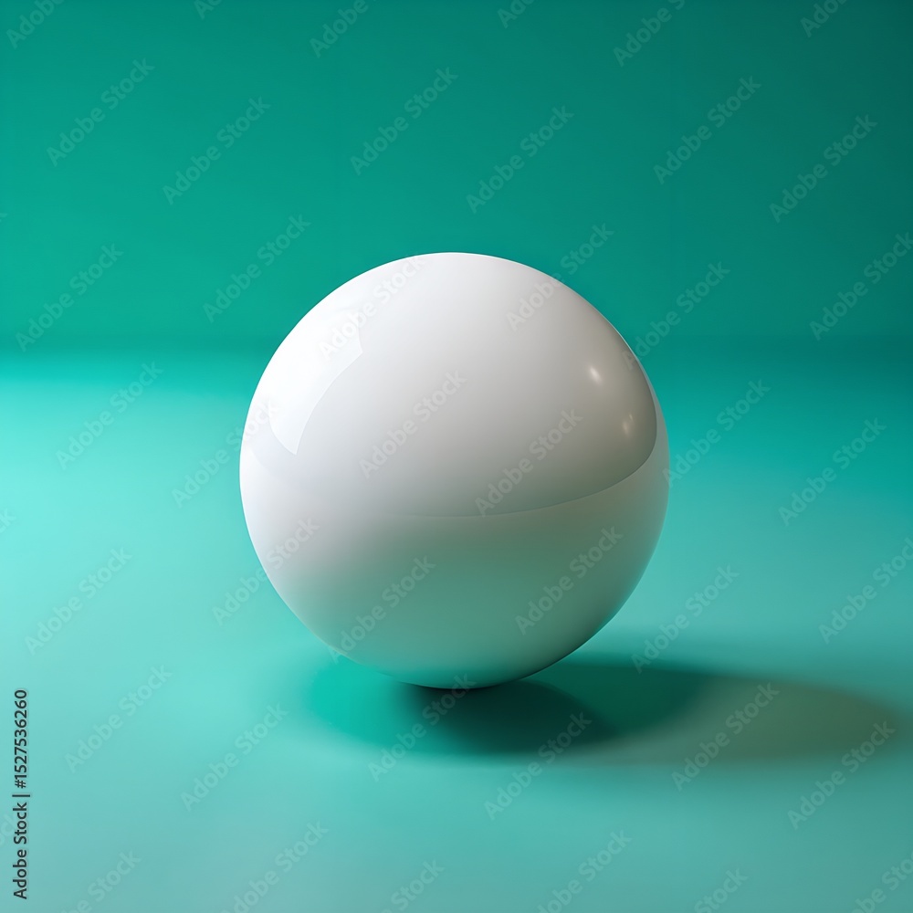Single white sphere on teal background Single white sphere on teal background