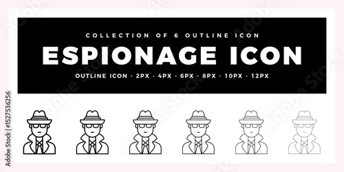 Pack of 6 Outline Vector Espionage icon