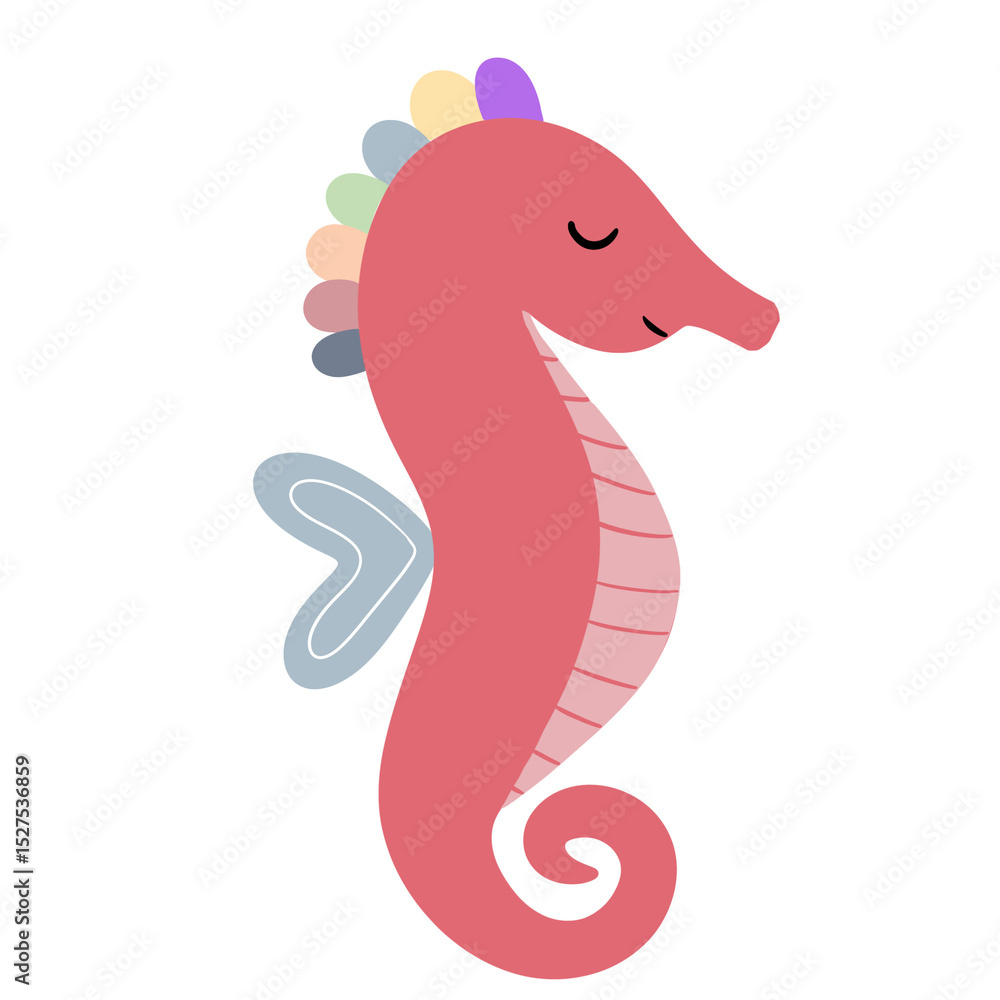 Fototapeta premium vector illustration of a cartoon sea horse
