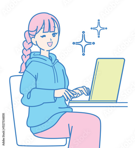 パソコン作業をしている女性