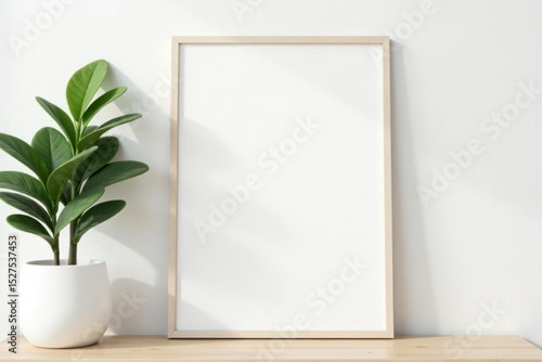 Empty white canvas frame mockup, isolated on white , white, picture