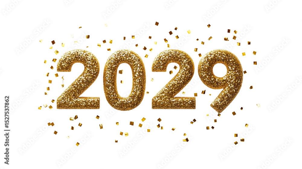 Glittering Gold 2029 New Year Design with Confetti Glittering Gold 2029 New Year Design with Confetti