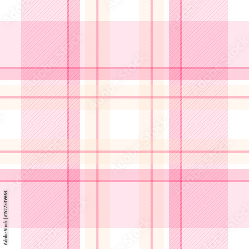 Check plaid pattern in pink and beige. Seamless light pastel houndstooth tartan for dress, jacket, coat, scarf, other modern spring summer autumn winter fashion fabric design.