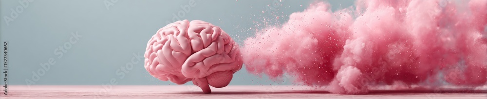 Fototapeta premium National Dance Movement Therapy Advocacy Day Brain Power Concept with Bicep Curl Dumbbell and Energetic Particles for Wellness and Mental Strength Promotion in Spring