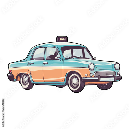 old taxi car vector illustration ai generated
