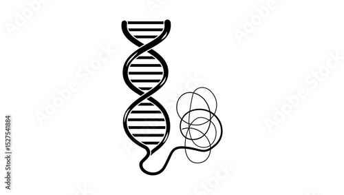 DNA Structure, black isolated silhouette