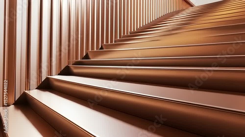 Elegant staircase made of copper that combines luxury and modern design, perfect for use as background