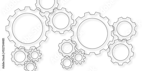 Gear texture industry icon on white background. Techno background with geometric gear wheels technologic mechanical gear shapes vector design background. Gear mechanism vector illustration design.