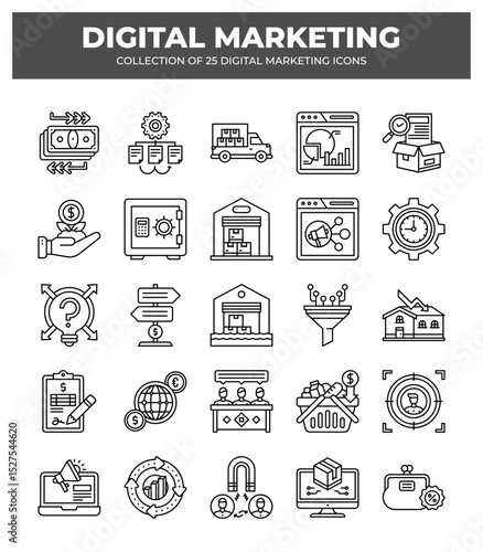 Collection of 25 Digital Marketing Icons: A Visual Guide to Modern Business Strategies