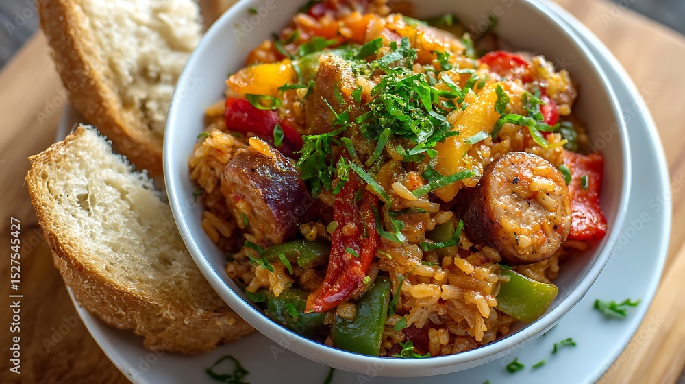 Hearty Sausage and Rice Dish with Fresh Vegetables and Herbs Hearty Sausage and Rice Dish with Fresh Vegetables and Herbs