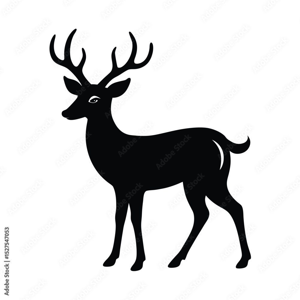 Obraz premium Deer Raised Tail Black Vector Silhouette