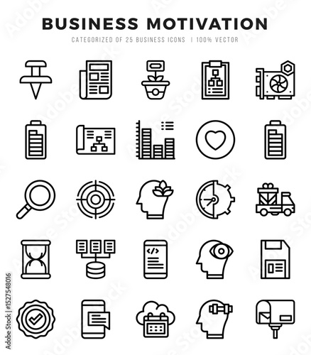 Business Motivation icons set. Vector illustration.
