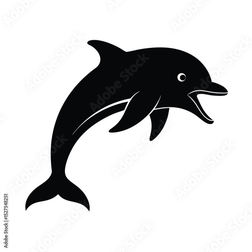 Dolphin Open Mouth Black Vector Silhouette