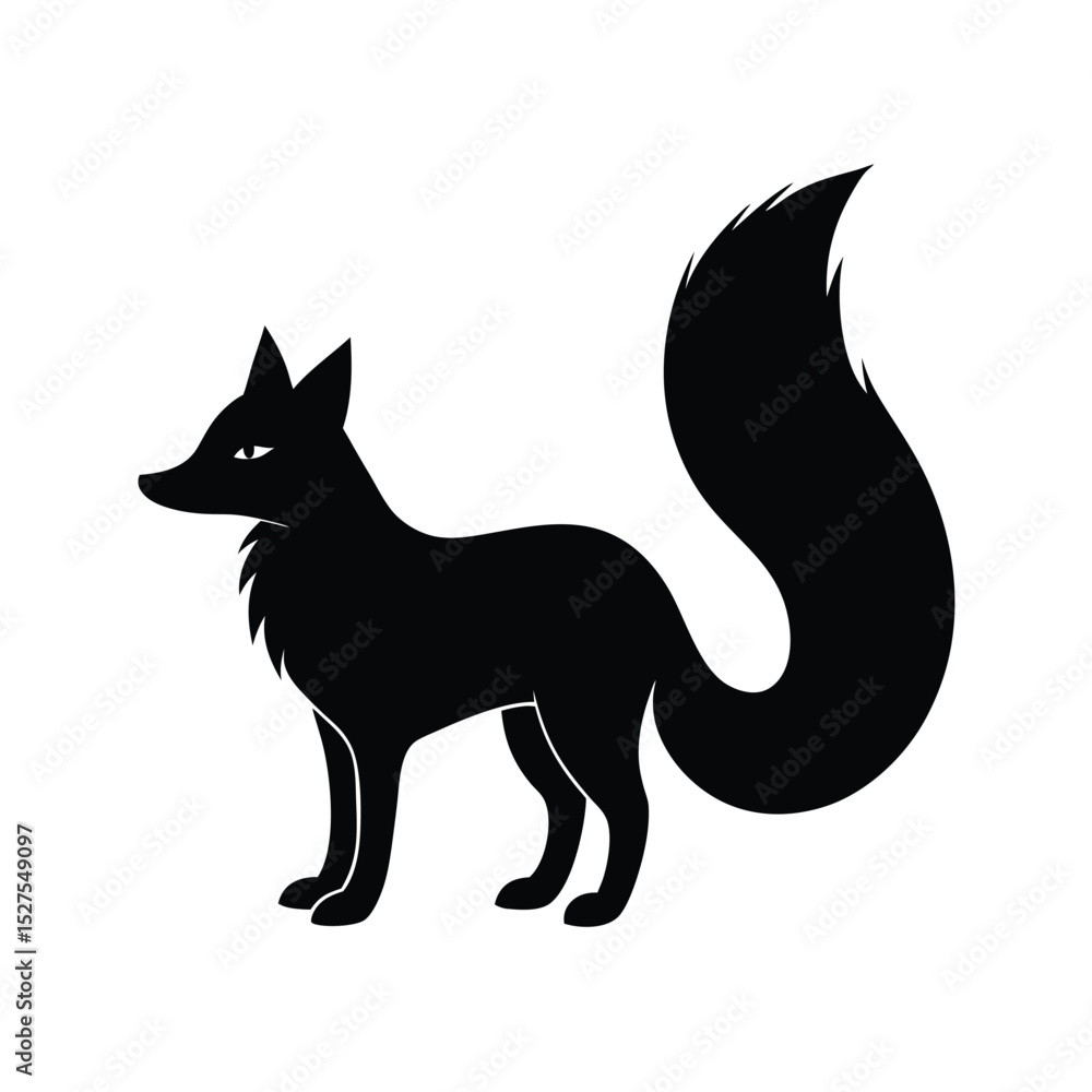 Fox Bushy Tail Black Vector Silhouette Fox Bushy Tail Black Vector Silhouette