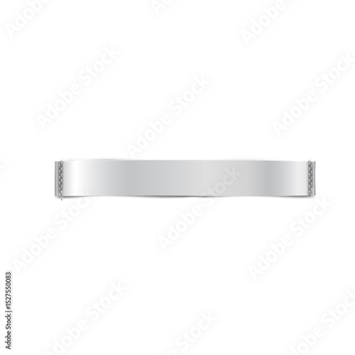 White textile tape label, vector realistic cloth tape fabric tag, cotton silk ribbon badge mockup fashion ribbon sticker