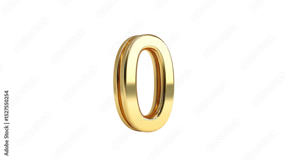 Golden 3D Number Zero Luxury and Elegant Digit Golden 3D Number Zero Luxury and Elegant Digit