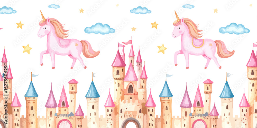 Fototapeta premium Fairytale castle kingdom vector 