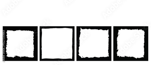 Wallpaper Mural Square grunge frame set black border rough edge distressed texture abstract isolated empty creative design Torontodigital.ca
