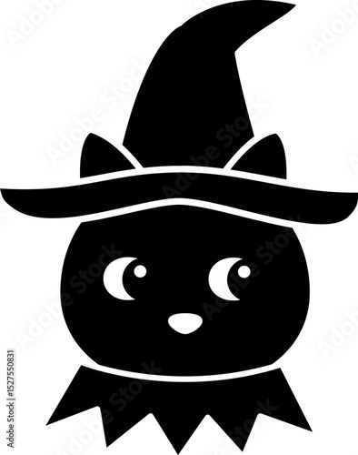 Cute Halloween black cat face Silhouette art isolated.
black cat head flat cartoon vector illustration design.
Transparent background.SVG file.