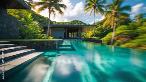 Wallpaper Mural Luxury tropical villa with an infinity pool surrounded by lush greenery and palm trees. Torontodigital.ca