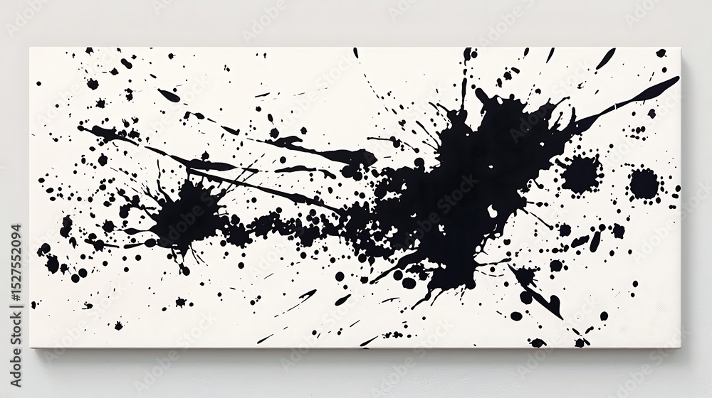 Obraz premium Abstract grunge background with black ink splatters, paint texture, and a dirty border design