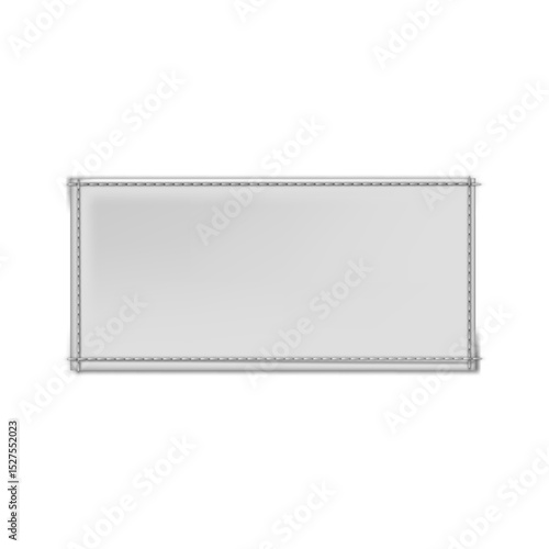 White textile rectangle sewn on label, vector realistic cloth fabric tag, fashion sticker for size, material information