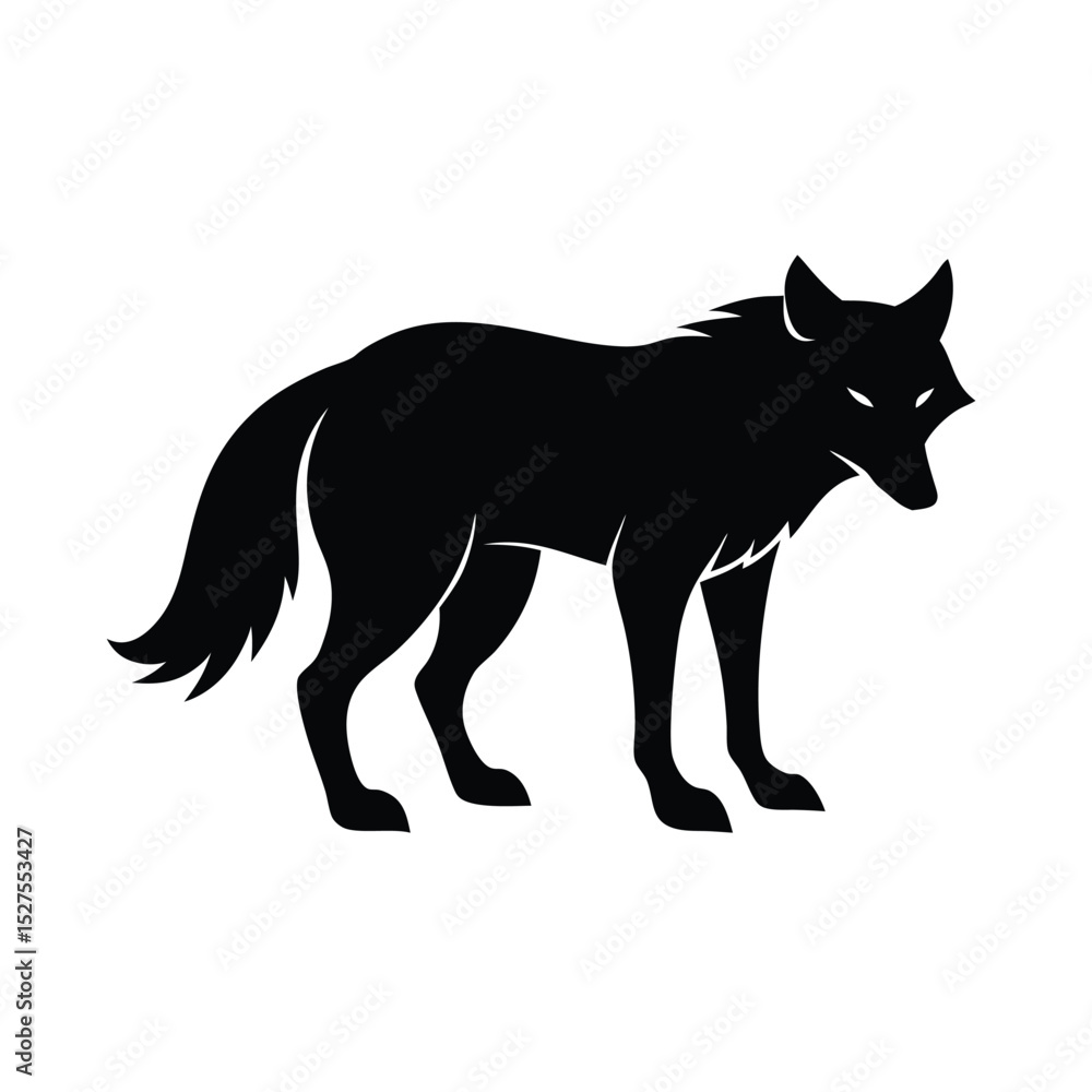 Fototapeta premium Wolf Stalking Black Vector Silhouette