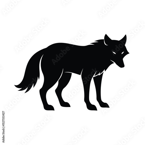 Wolf Stalking Black Vector Silhouette