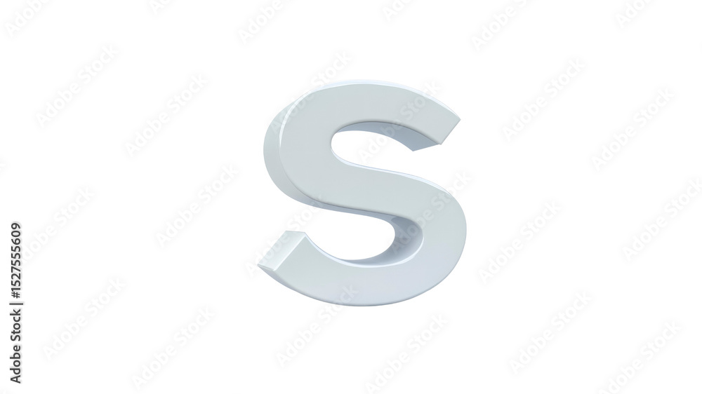 3D Render of White Letter S on Transparent Background 3D Render of White Letter S on Transparent Background