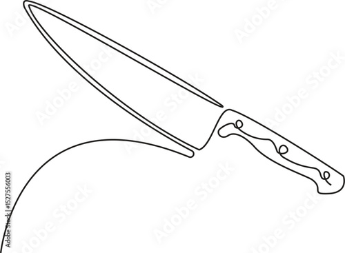 Knife kitchen continuous line. Continuous one line drawing knife kitchen. Kitchen, equipment concept. Single line drawing, Vector Illustration.