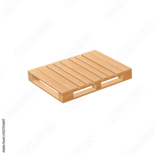 Wooden pallet made of light wood with slots for forklift.