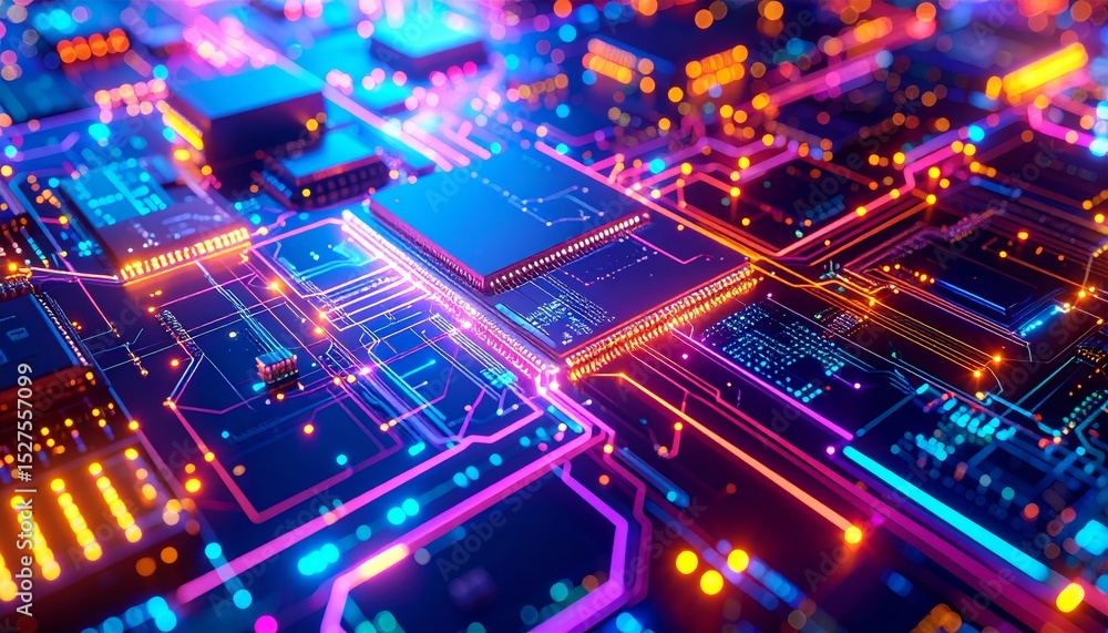 3d rendered illustration of illuminated futuristic circuit board 3d rendered illustration of illuminated futuristic circuit board