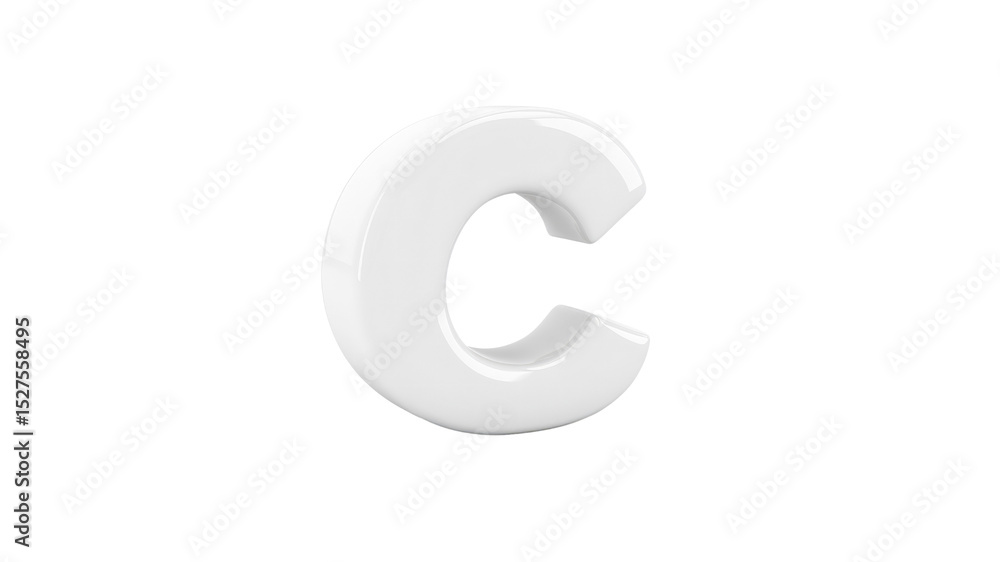 3D Render of White Glossy Letter C on Transparent Background 3D Render of White Glossy Letter C on Transparent Background