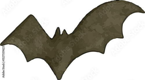 This eerie Halloween illustration features a detailed bat with outstretched wings and glowing eyes, painted in deep black tones. Perfect for seasonal decorations, digital art, or spooky designs, it ad