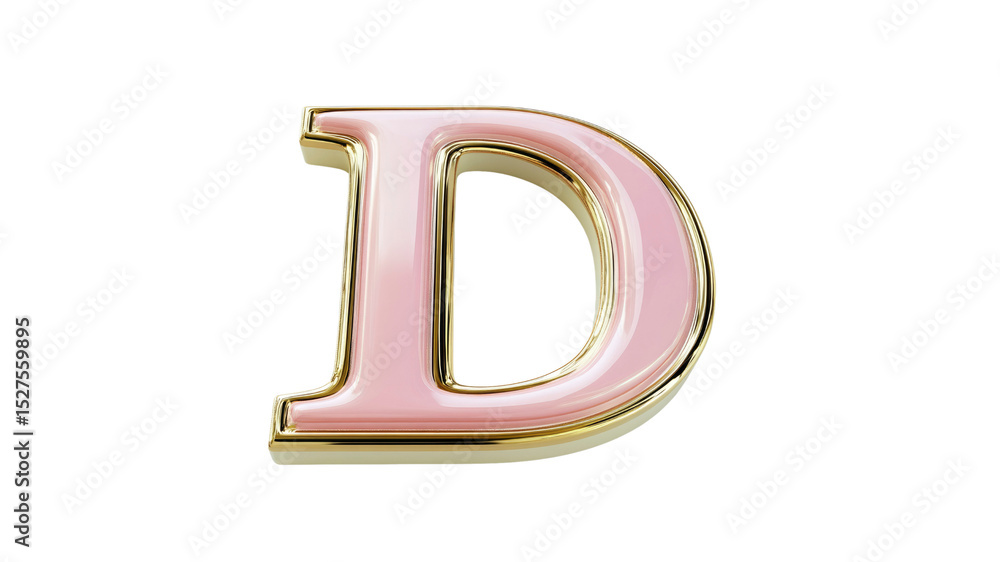 Elegant Pink and Gold 3D Letter D Elegant Pink and Gold 3D Letter D