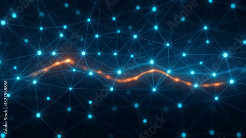 Wallpaper Mural Abstract Neural Network Animation with glowing nodes on dark background   Torontodigital.ca