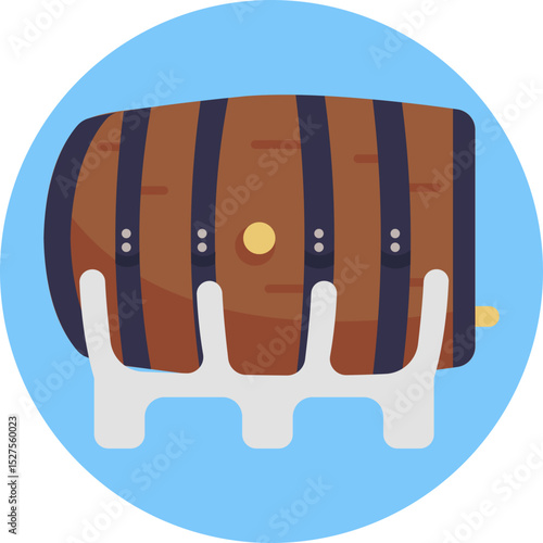 A wooden barrel used for storing and aging beer.