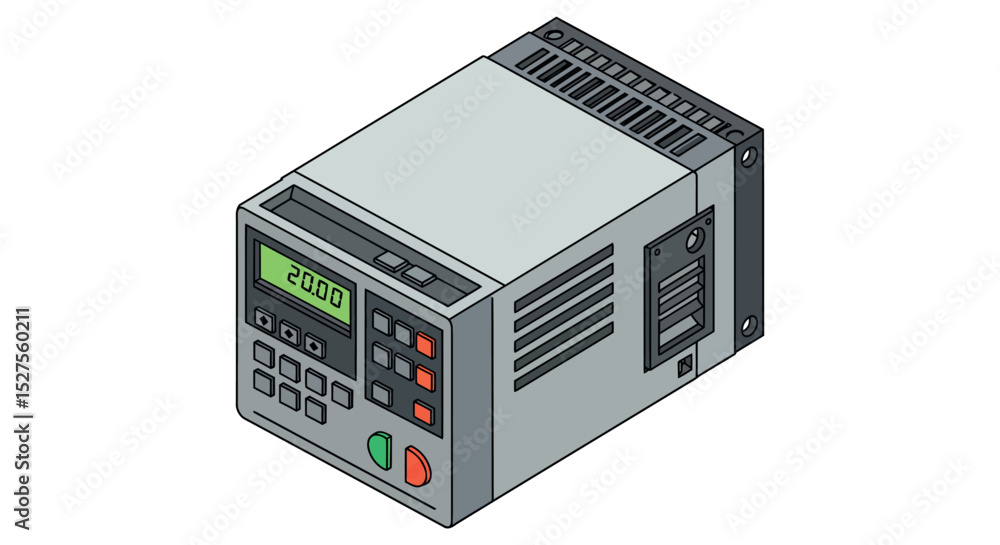 Fototapeta premium Industrial control panel with digital display and buttons vector illustration