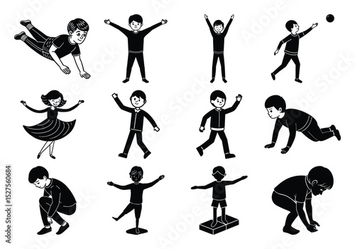 Isometric active children vector sat 
