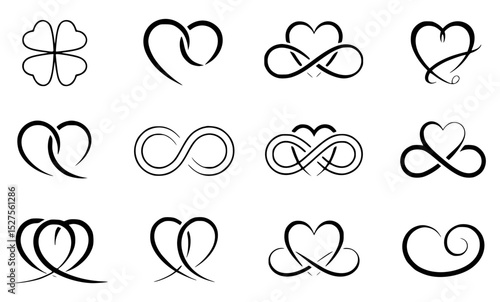 Vector illustrations of love heart and infinity symbol designs