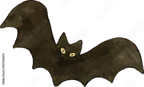 This eerie Halloween illustration features a detailed bat with outstretched wings and glowing eyes, painted in deep black tones. Perfect for seasonal decorations, digital art, or spooky designs, it ad
