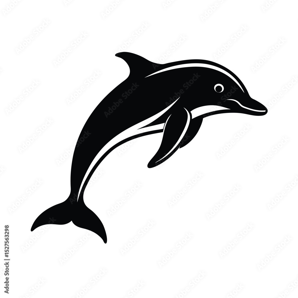 Fototapeta premium Dolphin Jumping Vector Silhouette